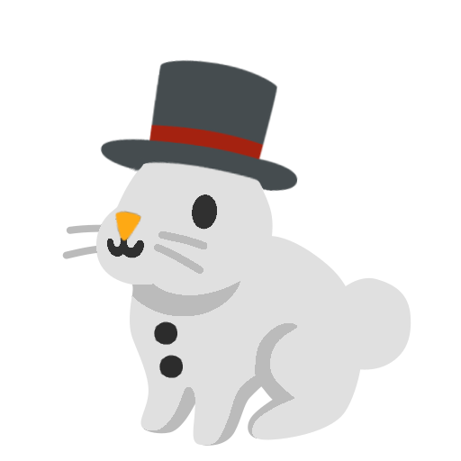 White Snowman Bunny with a carrot nose and a top hat
